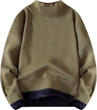 Generic Mens Warm Jumper Large Size - Casual Winter Jumper Solid Color Thick Thermal Sweater Chic And Elegant Loose Outdoor Sweater Versatile Long Sleeve Stan