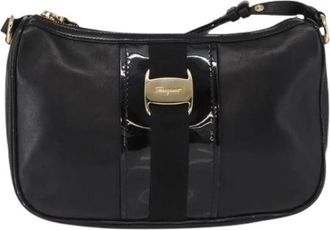 Ferragamo Pre-owned Shoulder Bags, female, Black, Size: ONE SIZE Pre-owned Leather Shoulder Bag