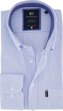 Giordano Overhemd Giordano lichtblauw met wit streepdessin lange mouw