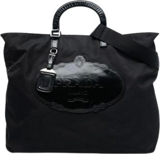 Prada Pre-owned Tote Bags, female, Black, Size: ONE SIZE Pre-owned Nylon Satchel