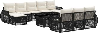 vidaXL Conjunto De Sof&aacute;s De Jard&iacute;n 11 Uds. Negro Y Blanco Crema Vidaxl