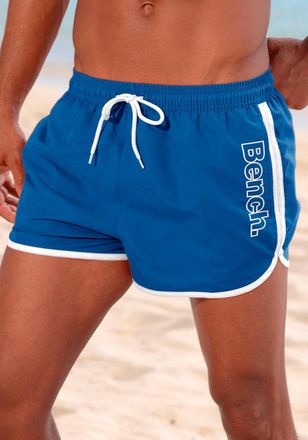 Bench Badeshorts BENCH. Bradley, Herren, Gr. XXL (58/60), N-Gr, blau, Polyester, kontrastfarbene Details, Badehosen Badeshorts, mit coolem Logodruck
