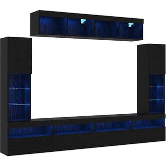 vidaXL Vidaxl - Conjunto De Mueble Para Tv De Pared 6 Pcs Roble Negro