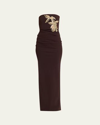 La Petite Robe Di Chiara Boni Nitra Strapless Bead Applique Column Gown