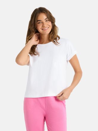 Lieblingsst&uuml;ck T-Shirt LIEBLINGSST&Uuml;CK CamilaEP, Damen, Gr. 4XL, sanftes wei&szlig;, Single Jersey, Obermaterial: 100% Baumwolle, unifarben, h&uuml;ftlang, Rundhals, mit Umschla