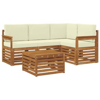 vidaXL Conjunto De Sof&aacute;s De Exterior Con Coj&iacute;n 5 Pcs Natural Y Crema Vidaxl
