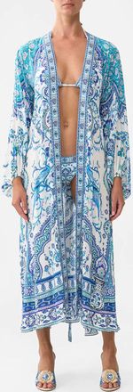 Camilla Blouson Sleeve Layer Coverup In Isnik Lullaby