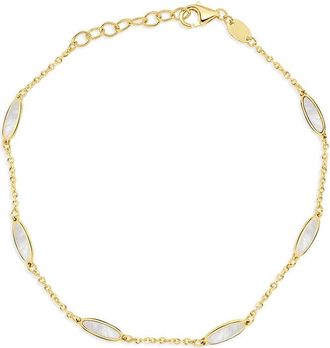 Italian Gold, Inc 14K Mother Of Pearl Bar Chain Bracelet