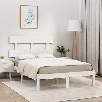Berkfield Home Bed Frame White Solid Wood 120x200 cm | Size: Small Double