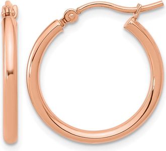 Diamond2Deal 14K Rose Gold 2x20mm Polished Round Hoop Earrings