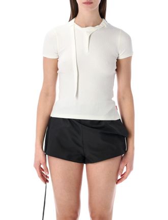 Diesel White Solid Round Neck T-Shirt