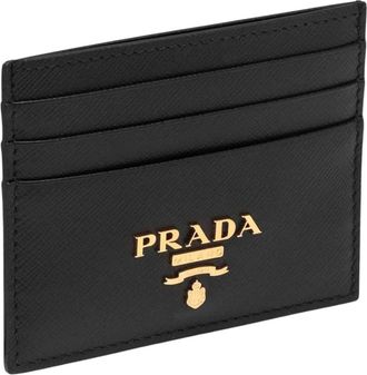 Prada Wallets & Cardholders, female, Black, Size: ONE SIZE Saffiano Leather Card Holder