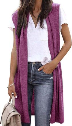 Generic Knitted Waistcoats For Women Plus Size - Long Cardigan For Women Cardigans For Women Uk Plus Size Fur Trimmed Sleeveless WomenS Cardigans Long Casual 