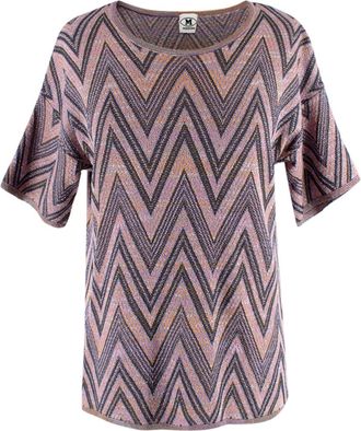 Missoni M Missoni Metallic Multicolor Zigzag Patterned Knit Top Size S
