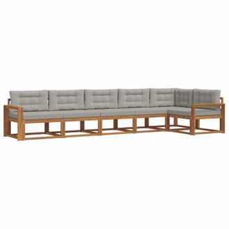 vidaXL Conjunto De Sof&aacute;s De Exterior 6 Pcs Natural Y Gris Claro Vidaxl