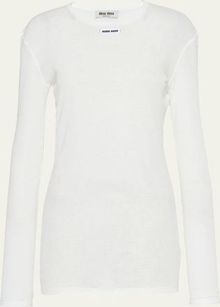 Miu Miu Long-Sleeve Fitted Mini Dress