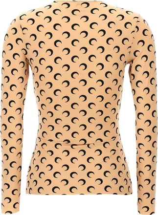 Marine Serre Moon-Printed Jersey T-shirt - Beige