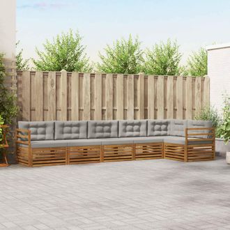 vidaXL Vidaxl Set Di Divani Da Esterno 6 Pz Grigio Naturale E Chiaro