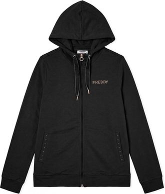 Freddy Felpa Regular Donna con Cappuccio e Zip, Spacchi sul Fondo