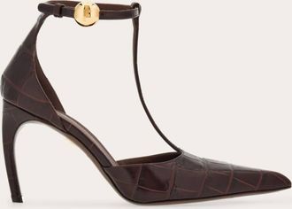 Ferragamo Odette 85 T-Strap Pumps, Size 8 C
