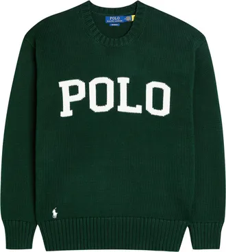 Polo Ralph Lauren Logo-intarsia Cotton Jumper - Dark Green - XL