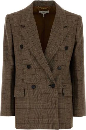 Chlo&eacute; Jassen, Dames, Bruin, XS, Wol, Geborduurd wollen blazer