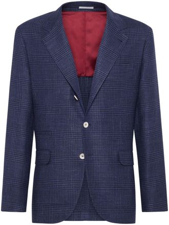 Brunello Cucinelli Blazer monopetto a quadri - Blu