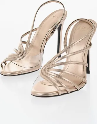 Alev&igrave; Lam&eacute; Leather Sandals BENNY with Transparent Detail 12cm Heel Alev&igrave;