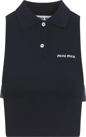 Miu Miu Piqu&eacute; polo vest - Dames - Tops - Blauw - Maat: S Piqu&eacute;