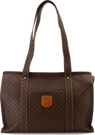 Celine Macadam Brown Pvc Leather Handbag Tote Bag (Pre-Owned)
