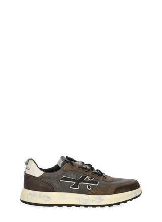 Premiata Brown Nous 7225 Mesh Leather-Blend Low-Top Sneakers