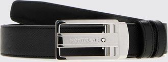 Montblanc Cintura reversibile in pelle liscia e Saffiano con logo inciso