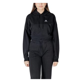 Converse Hoodies, female, Black, XL, Black Hooded Sweatshirt with Pocket