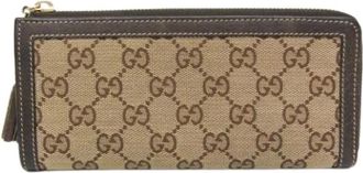 Gucci Pre-owned Wallets, female, Brown, Size: ONE SIZE Pre-owned Canvas Wallet