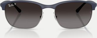 Ray-Ban Rb4469 Liteforce - Occhiali da sole polarizzati squadrati blu scuro sabbia con lenti grigie