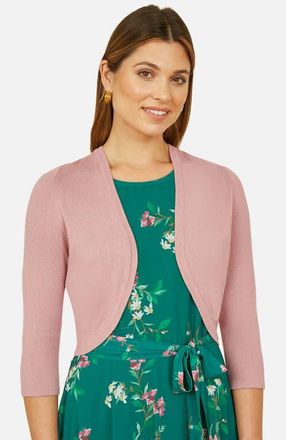 Yumi 3/4 Sleeve Knitted Curve Bolero in Blush at Nordstrom, Size X-Large