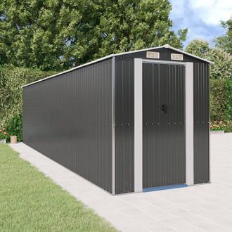 Berkfield Home Garden Shed Anthracite 192x772x223 cm Galvanised Steel in Dark Grey | Size: 192 x 772 x 223 cm