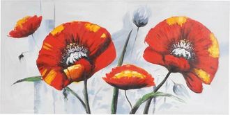 Hhg Pintura Al &Oacute;leo Amapola Roja, 100% Pintado A Mano Pintura Mural Xl, 140x70cm