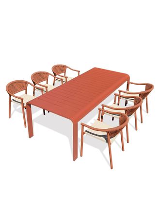 DCB Garden Hanoi - Conjunto De Comedor De Jard&iacute;n Para 6 Personas De Aluminio Terracota - Dcb Garden