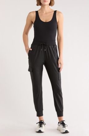 90 Degree by Reflex Emmy Mixed Media Cargo Jumpsuit in Black at Nordstrom Rack, Size X-Small