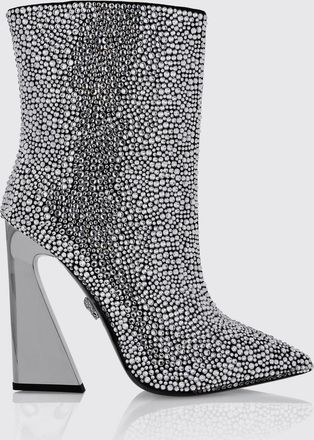 Philipp Plein Stivaletti a punta in pelle con cristalli Swarovski e tacco alto