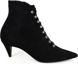 Saint Laurent Ally Enkelboot - Dames - Laarzen met Hak - Zwart - 37 EU - Su&egrave;de - Schoenen