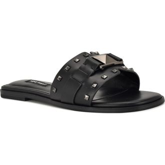 Nine West Griyen Studded Slide Sandal in Black 002 at Nordstrom Rack, Size 8.5