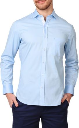 Tailorbyrd Solid Stretch Cotton Button-Up Shirt in Light Blue at Nordstrom Rack, Size Xx-Large