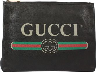 Gucci Black Leather Clutch Bag (Pre-Owned)