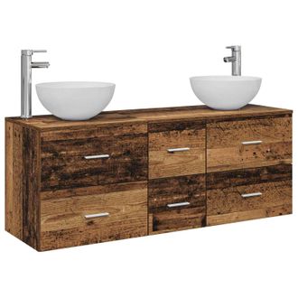 vidaXL Juego De Muebles De Ba&ntilde;o 3 Uds. Madera Envejecida Vidaxl