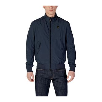 Blauer Turtleneck Zip-Up Jacket met Zakken aan de Voorkant - Heren - Bomber jackets - Blauw - 2XL - Jassen
