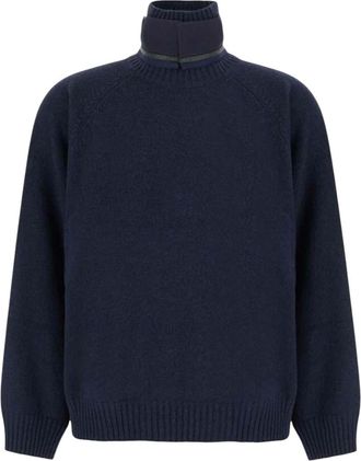 Brunello Cucinelli Blue Mock Collar Sweater