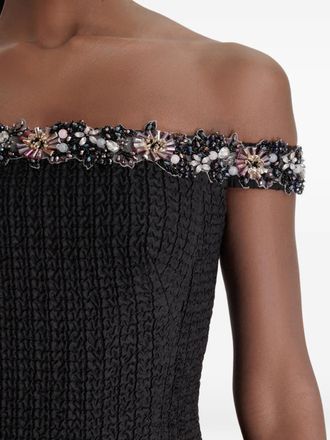 Gemy Maalouf beaded off-shoulder dress - Black