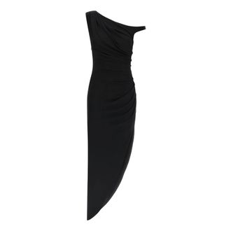 Elisabetta Franchi Party Dresses, female, Black, Size: L One-shoulder Dress